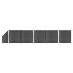 Fence Panel WPC 175x186 cm Black 5 sections + 1 slanted section