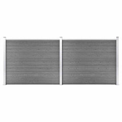 Fence Panel WPC 180x146 cm Grey 2 sections