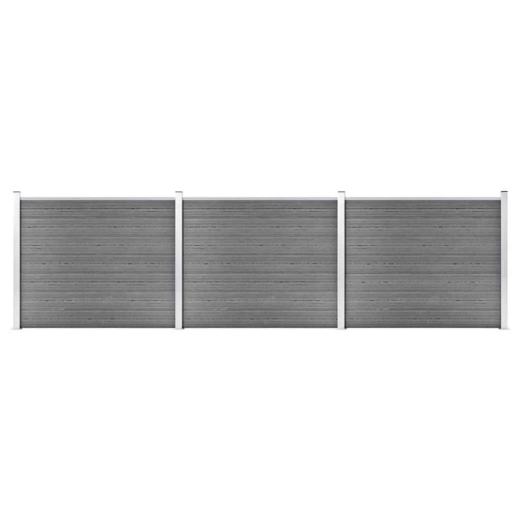 Fence Panel WPC 180x146 cm Grey 3 sections