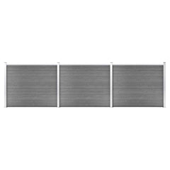 Fence Panel WPC 180x146 cm Grey 3 sections