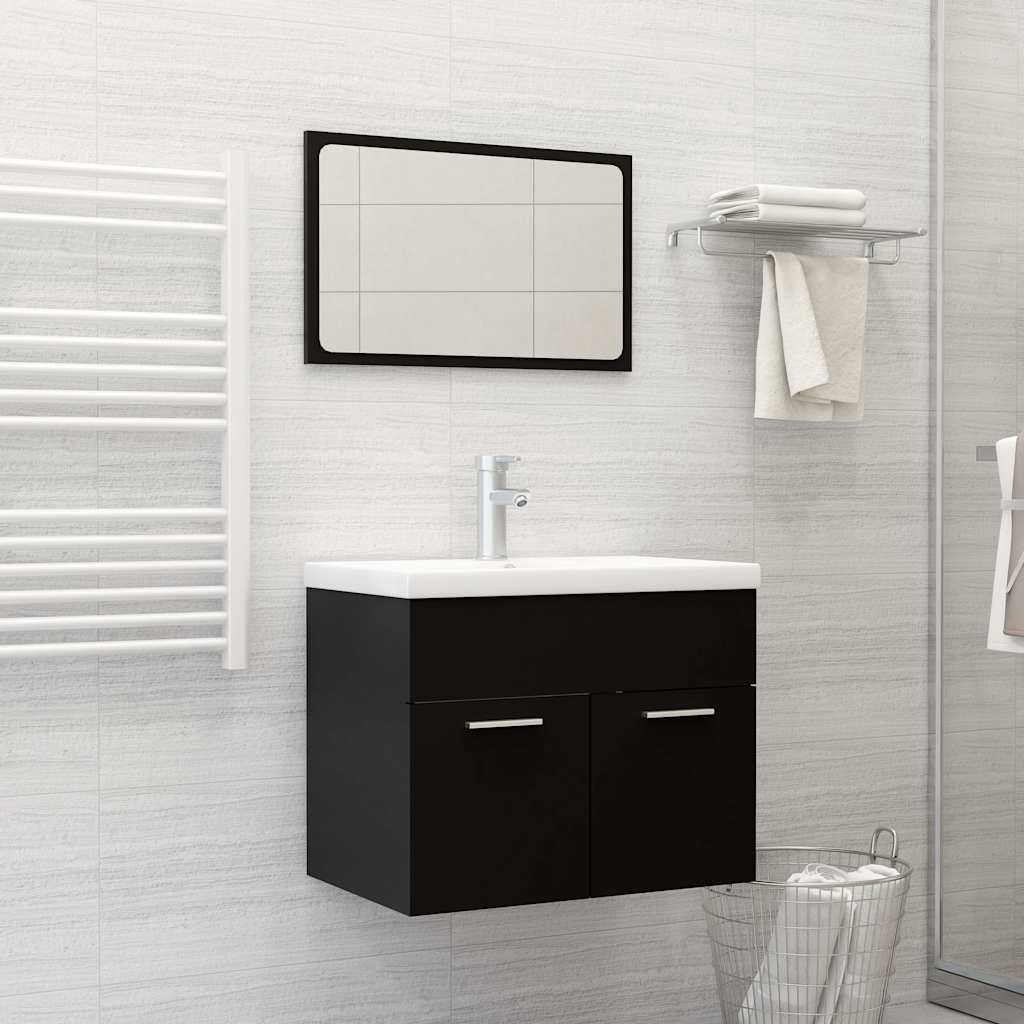 Bathroom Furniture Set Engineered Wood 60 x 38.5 x 46 cm Black