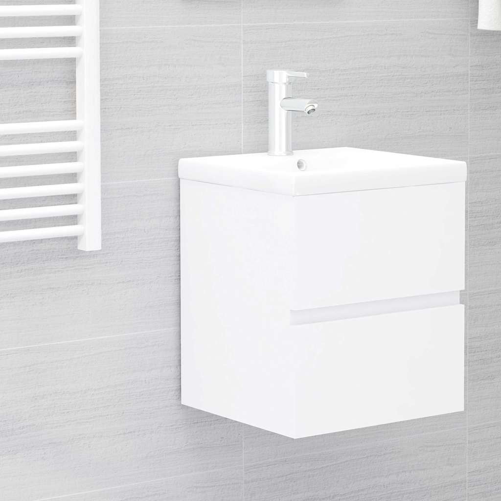 vidaXL Sink Cabinet with Built-in Basin White Engineered Wood 1