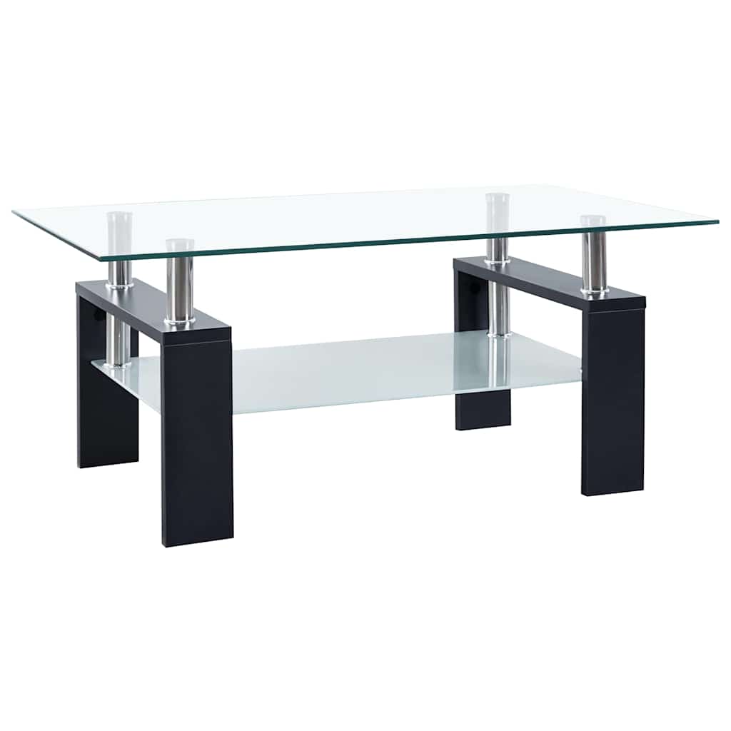 Coffee Table and Transparent 95x55x40 cm Tempered Glass Black