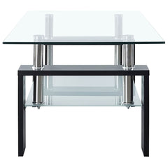 Coffee Table and Transparent 95x55x40 cm Tempered Glass Black
