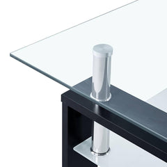 Coffee Table and Transparent 95x55x40 cm Tempered Glass Black