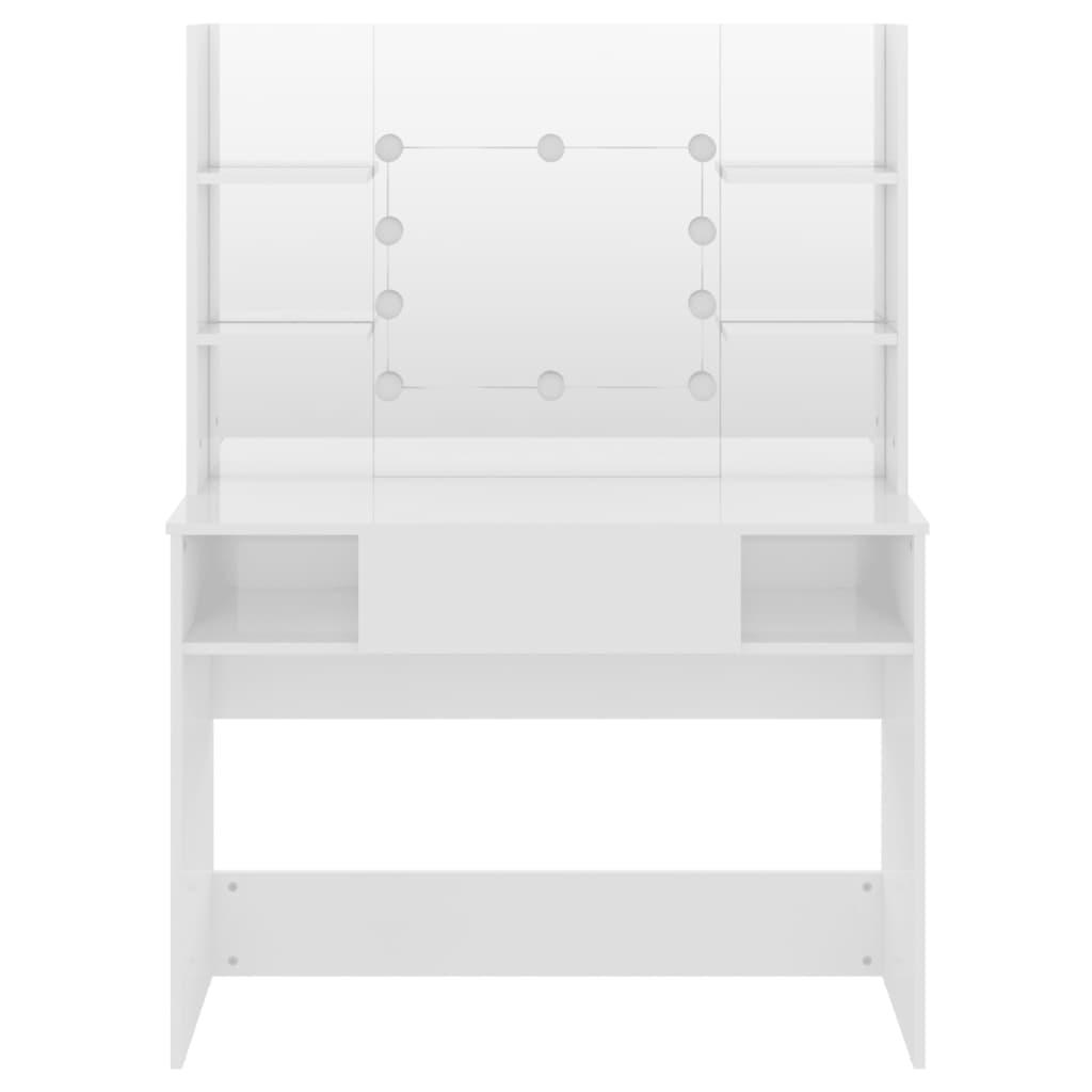 vidaXL Makeup Table with LED Lights 100x40x135 cm MDF Shining White 3