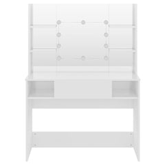 vidaXL Makeup Table with LED Lights 100x40x135 cm MDF Shining White 3
