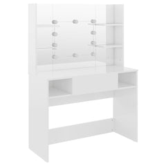 vidaXL Makeup Table with LED Lights 100x40x135 cm MDF Shining White 5