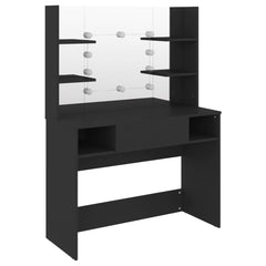 vidaXL Makeup Table with LED Lights 100x40x135 cm MDF Black 2