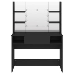 vidaXL Makeup Table with LED Lights 100x40x135 cm MDF Black 3