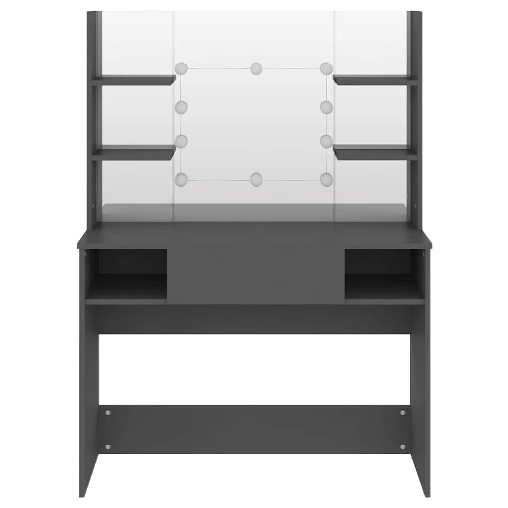 vidaXL Makeup Table with LED Lights 100x40x135 cm MDF Grey 3