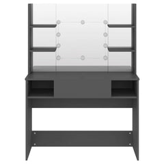 vidaXL Makeup Table with LED Lights 100x40x135 cm MDF Grey 3
