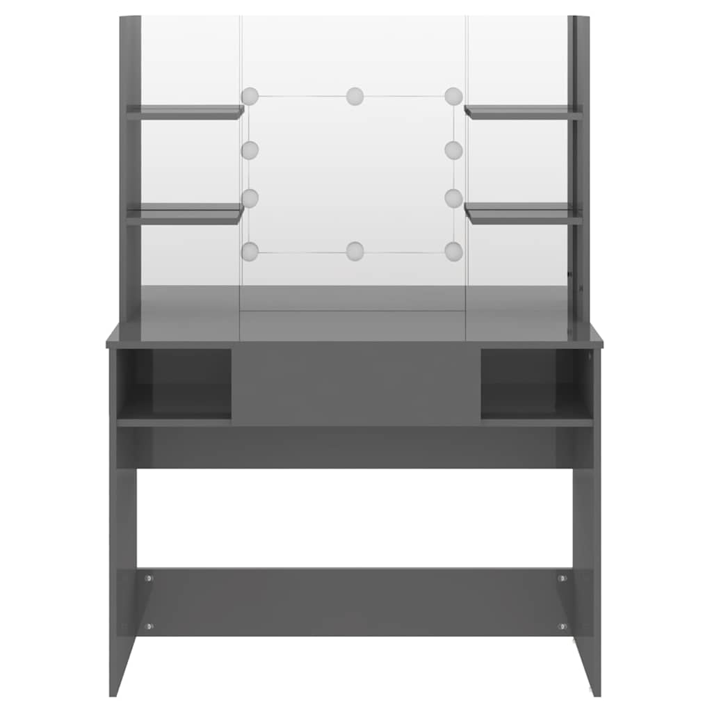 vidaXL Makeup Table with LED Lights 100x40x135 cm MDF Shining Grey 3