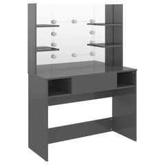vidaXL Makeup Table with LED Lights 100x40x135 cm MDF Shining Grey 5