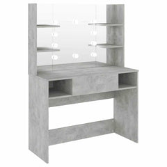 vidaXL Makeup Table with LED Lights 100x40x135 cm MDF Concrete Grey 2