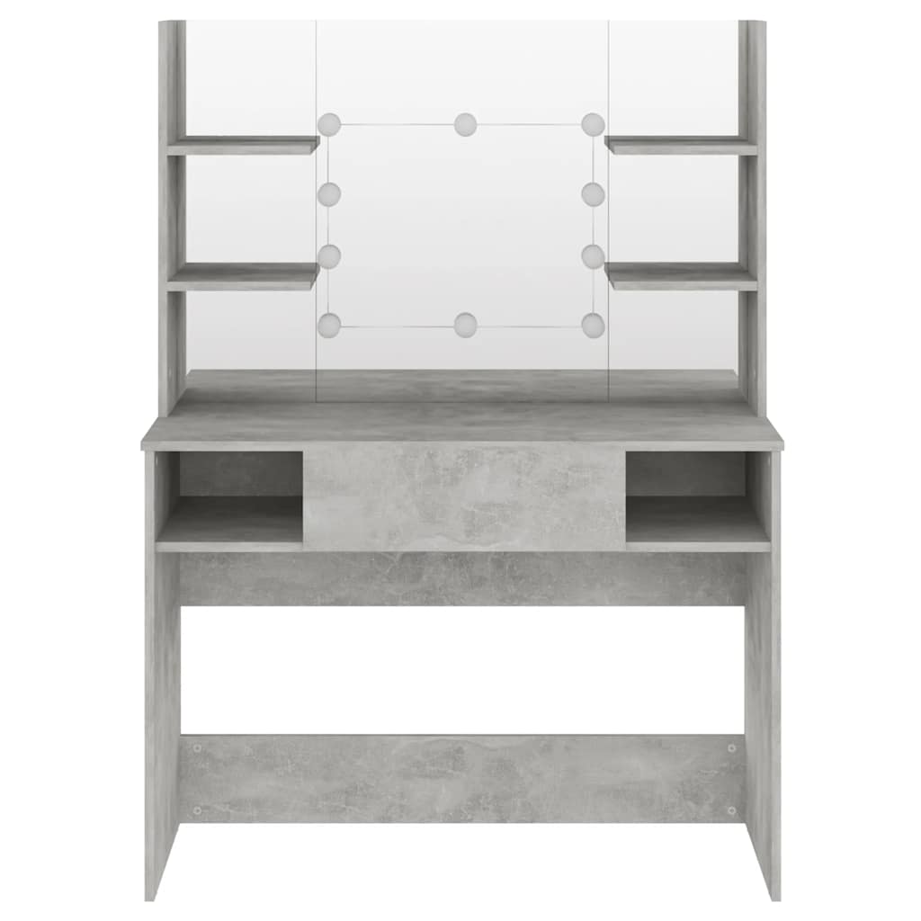 vidaXL Makeup Table with LED Lights 100x40x135 cm MDF Concrete Grey 3