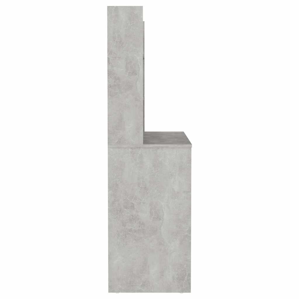 vidaXL Makeup Table with LED Lights 100x40x135 cm MDF Concrete Grey 4