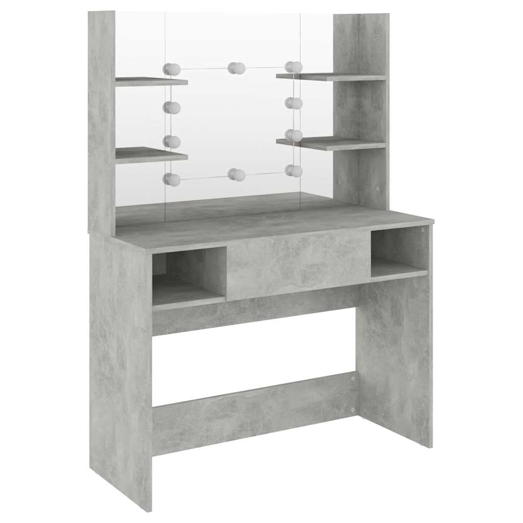 vidaXL Makeup Table with LED Lights 100x40x135 cm MDF Concrete Grey 5
