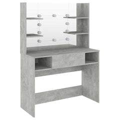 vidaXL Makeup Table with LED Lights 100x40x135 cm MDF Concrete Grey 5