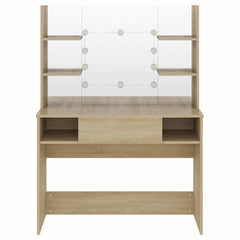 vidaXL Makeup Table with LED Lights 100x40x135 cm MDF Oak 3