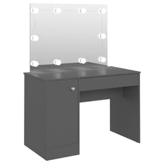 vidaXL Makeup Table with LED Lights 110x55x145 cm MDF Grey 2