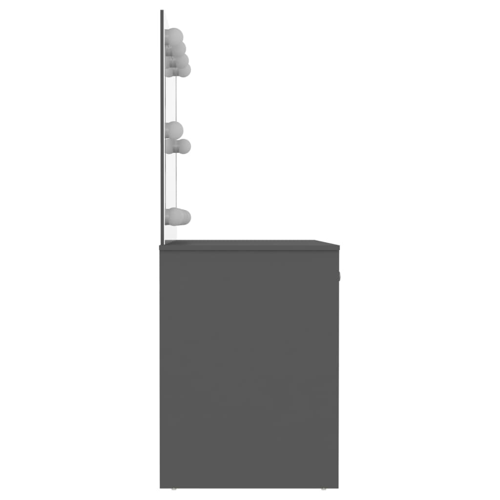 vidaXL Makeup Table with LED Lights 110x55x145 cm MDF Grey 4