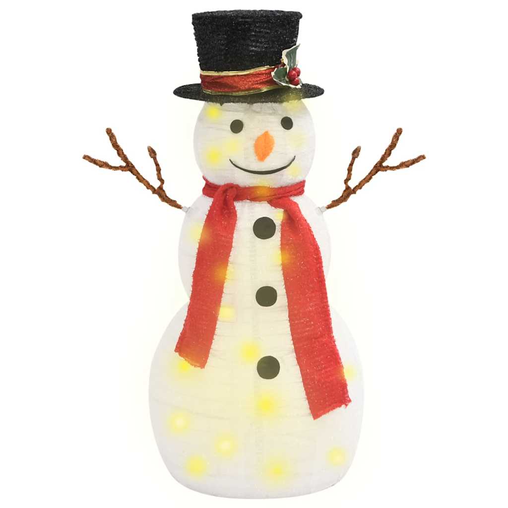 329759 vidaXL Decorative Christmas Snowman Figure with LED Luxury Fabric 60cm 2