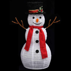 329759 vidaXL Decorative Christmas Snowman Figure with LED Luxury Fabric 60cm 4