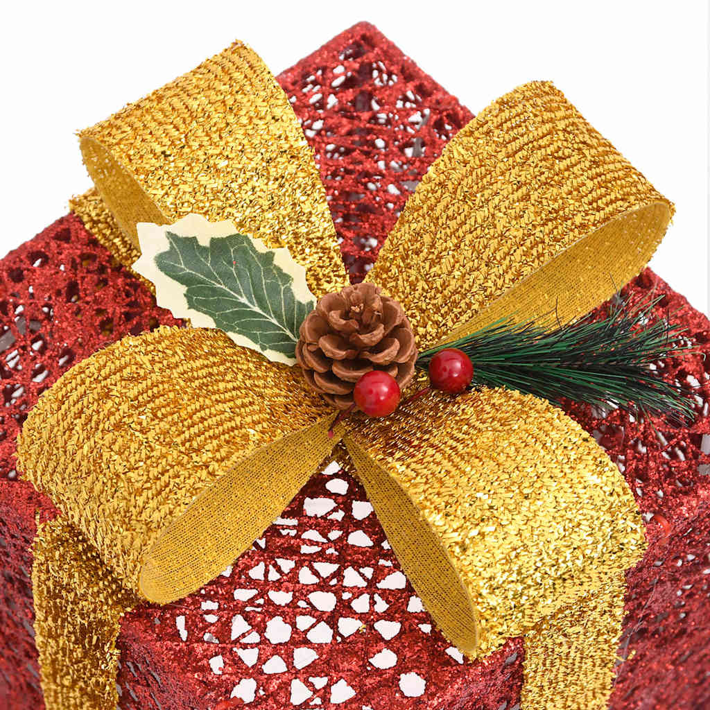 329767 vidaXL Decorative Christmas Gift Boxes 3 pcs Red Outdoor Indoor 6