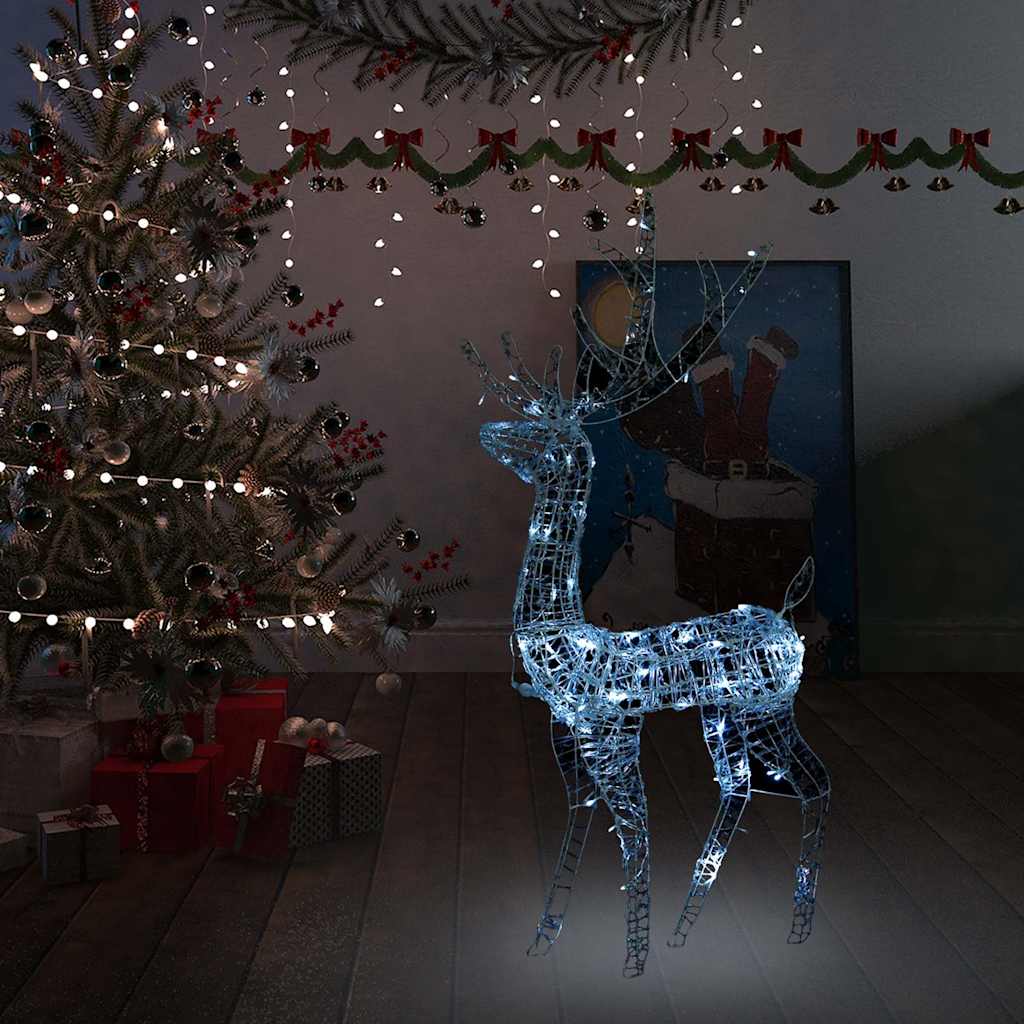 Acrylic Reindeer Christmas Decoration 140 LEDs 128cm Width 70 cm Cold white