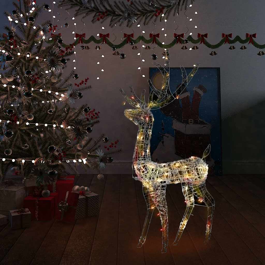 Acrylic Reindeer Christmas Decoration 140 LEDs 128cm Width 70 cm Multicolour