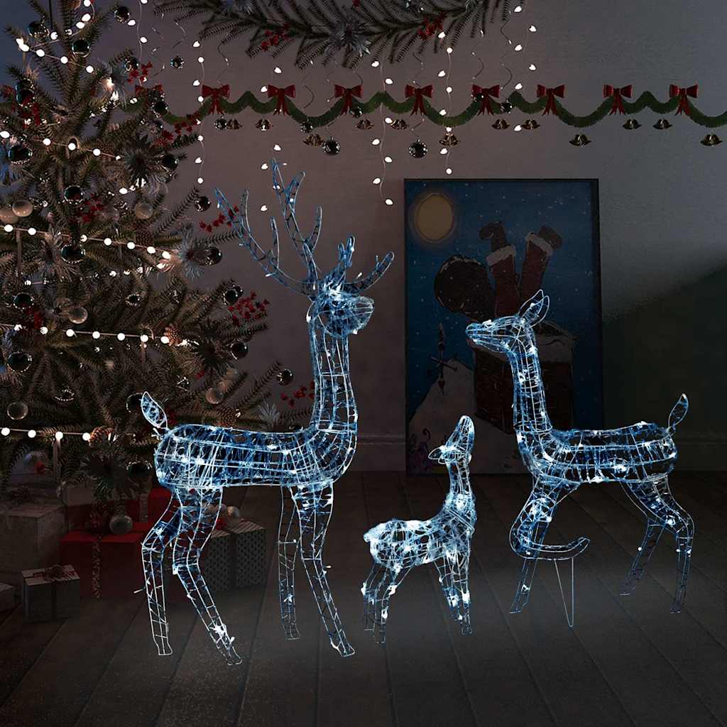 Acrylic Reindeer Family Christmas Decoration 300 LED Cold white