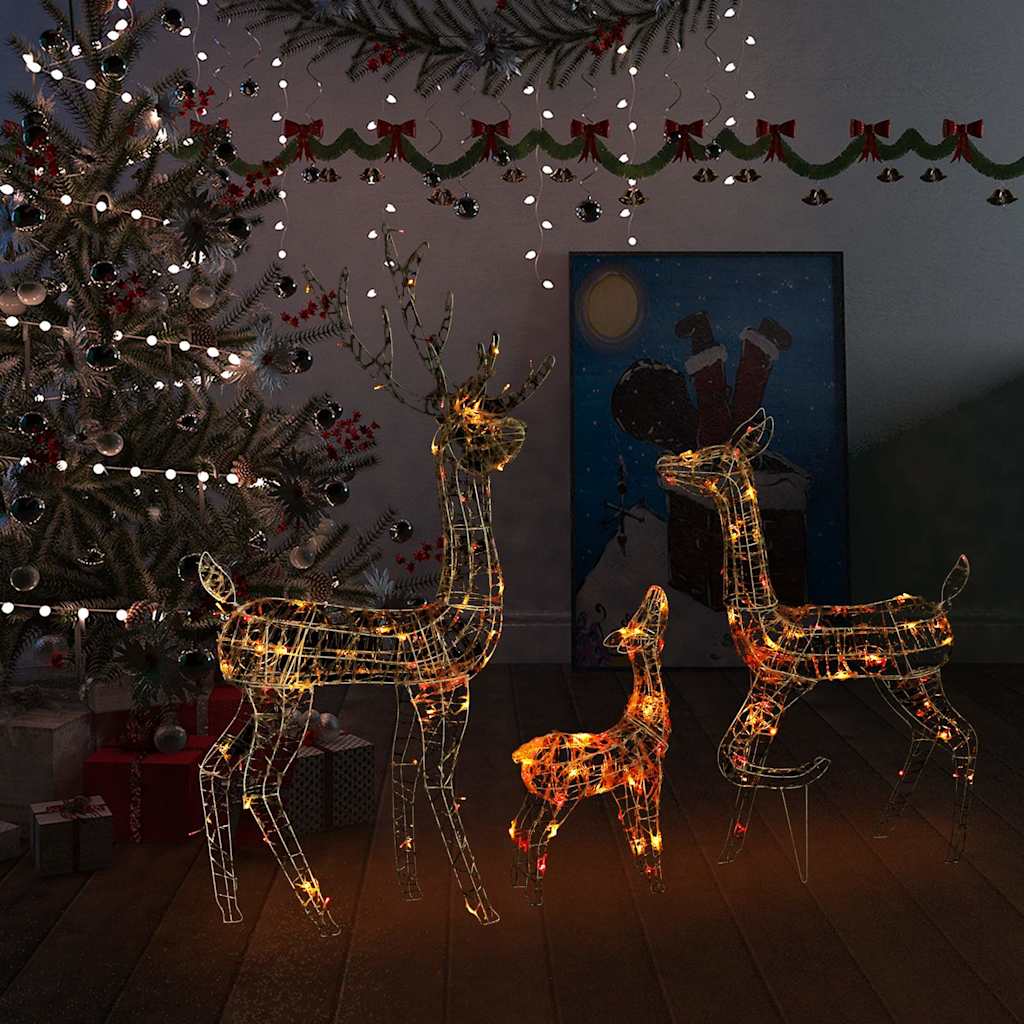 Acrylic Reindeer Family Christmas Decoration 300 LED Multicolour