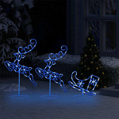Acrylic Christmas Flying Reindeer&Sleigh 260x21x87cm Blue