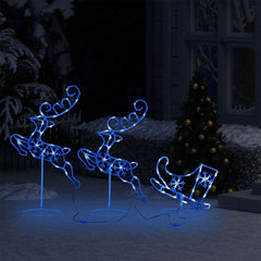 vidaXL Christmas Reindeer & Sleigh | White, Blue | Acrylic | Large 3