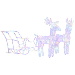 vidaXL Reindeer And Sleigh Christmas Decoration | Colourful 2