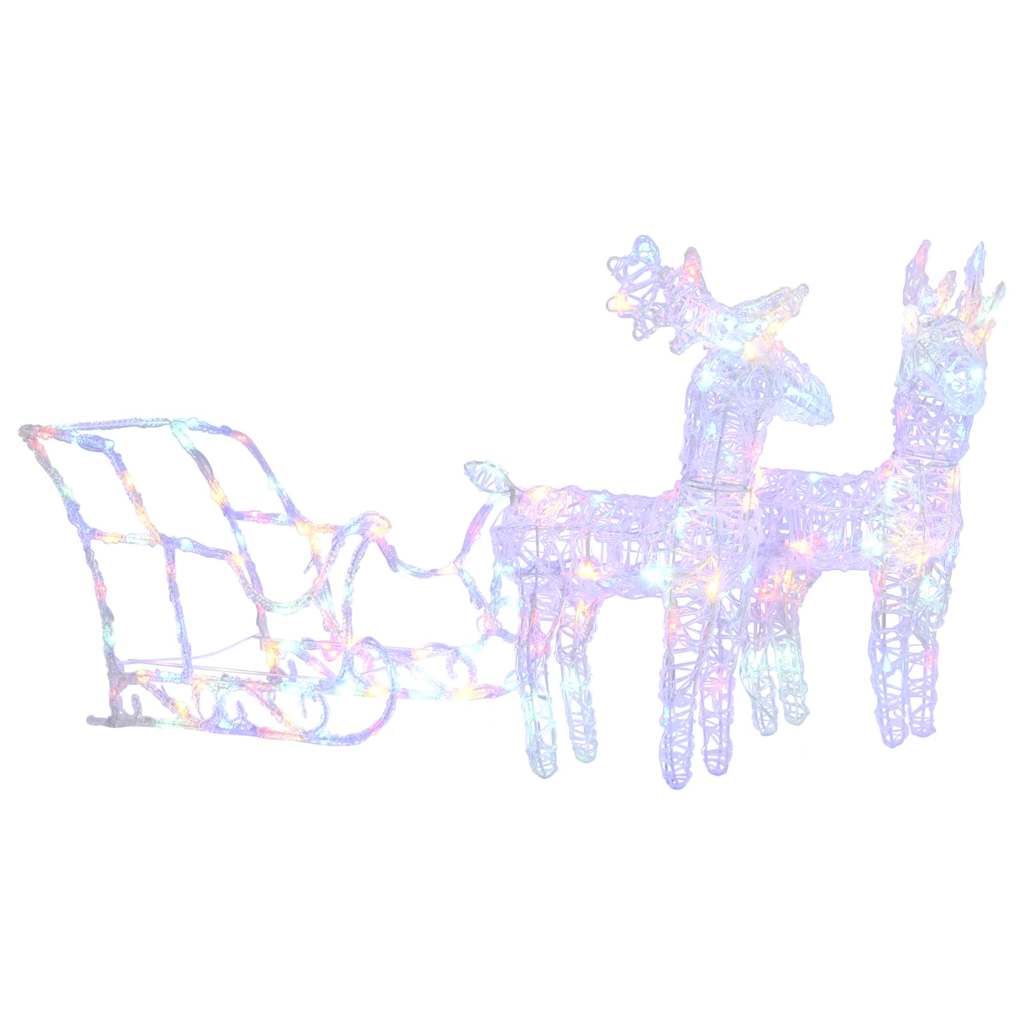 Reindeers & Sleigh Christmas Decoration 320 LEDs Acrylic Multicolour 43 x 11 x 55 cm (2 pcs)