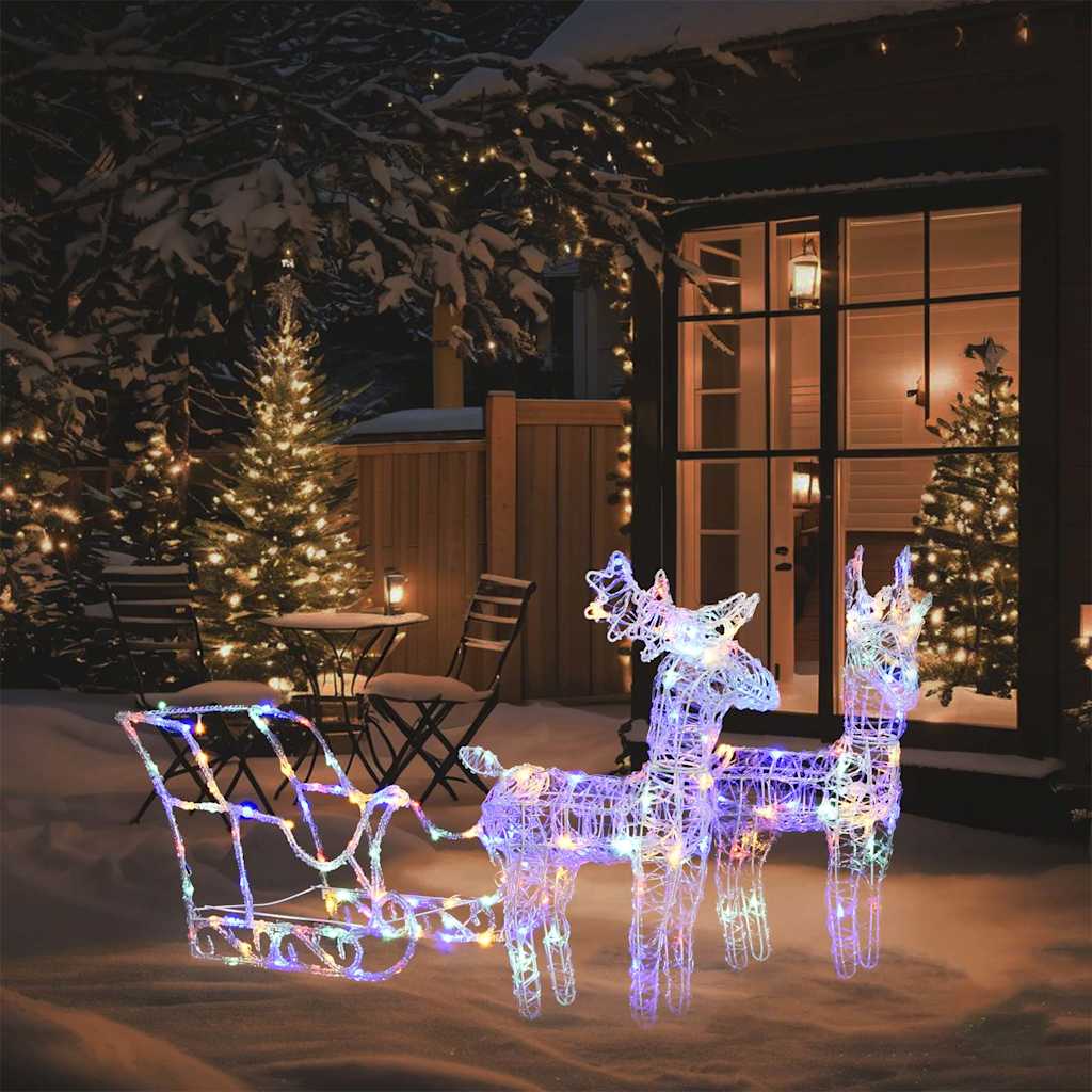 vidaXL Reindeer And Sleigh Christmas Decoration | Colourful 1