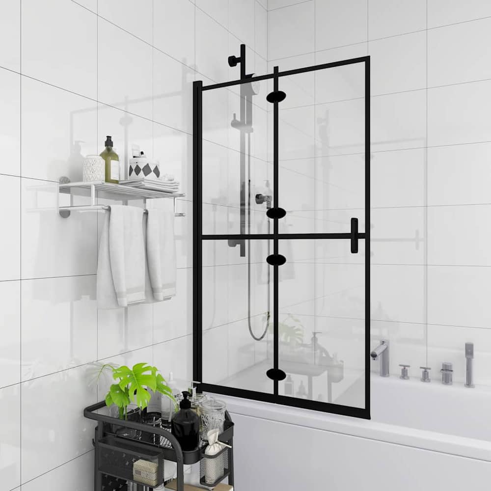 Folding Shower Enclosure ESG Black 80 x 140 cm