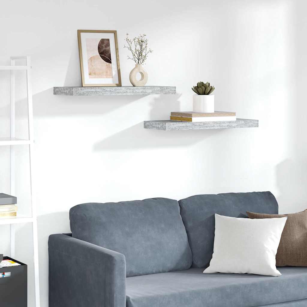 vidaXL Wall Shelf | Set of 2 | Concrete grey | Honeycomb MDF, metal | 60 cm long 1