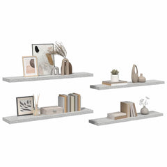 vidaXL Wall Shelf | Set of 4 | Concrete grey | Honeycomb MDF, metal 5