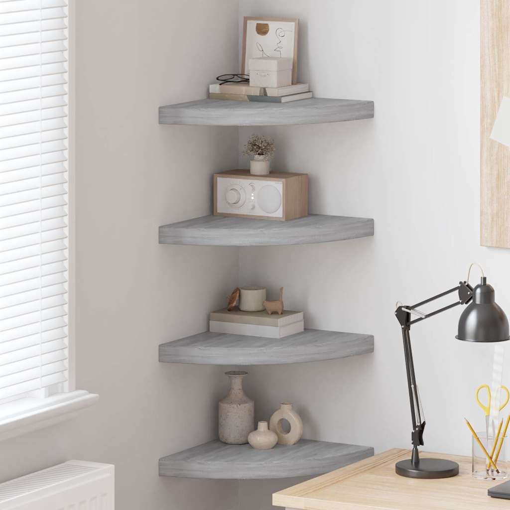 vidaXL Wall Corner Shelf | Set of 4 | Concrete grey | Honeycomb MDF, Metal 1