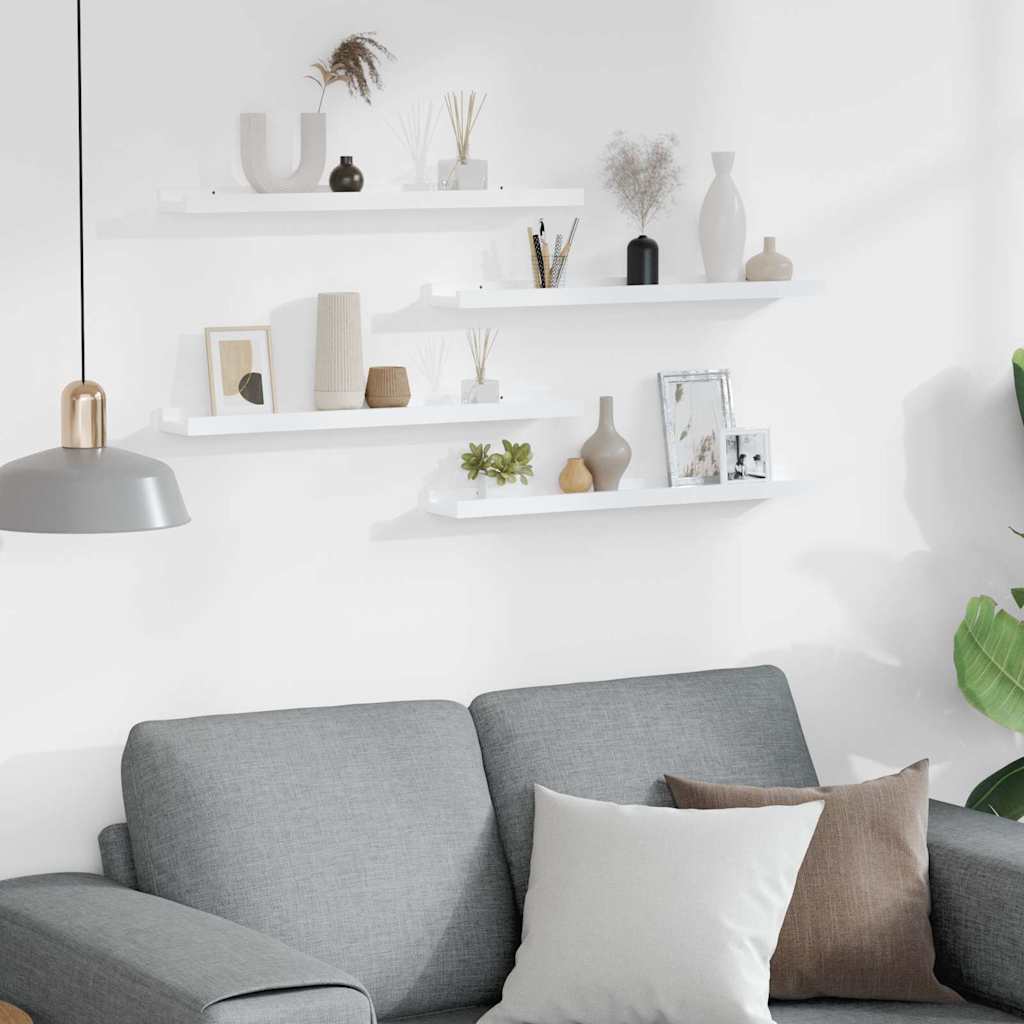 vidaXL Wall Shelves 4 pcs High Gloss White 60x9x3 cm 3