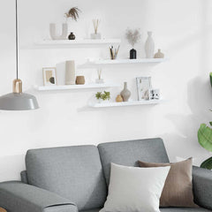 vidaXL Wall Shelves 4 pcs High Gloss White 60x9x3 cm 3