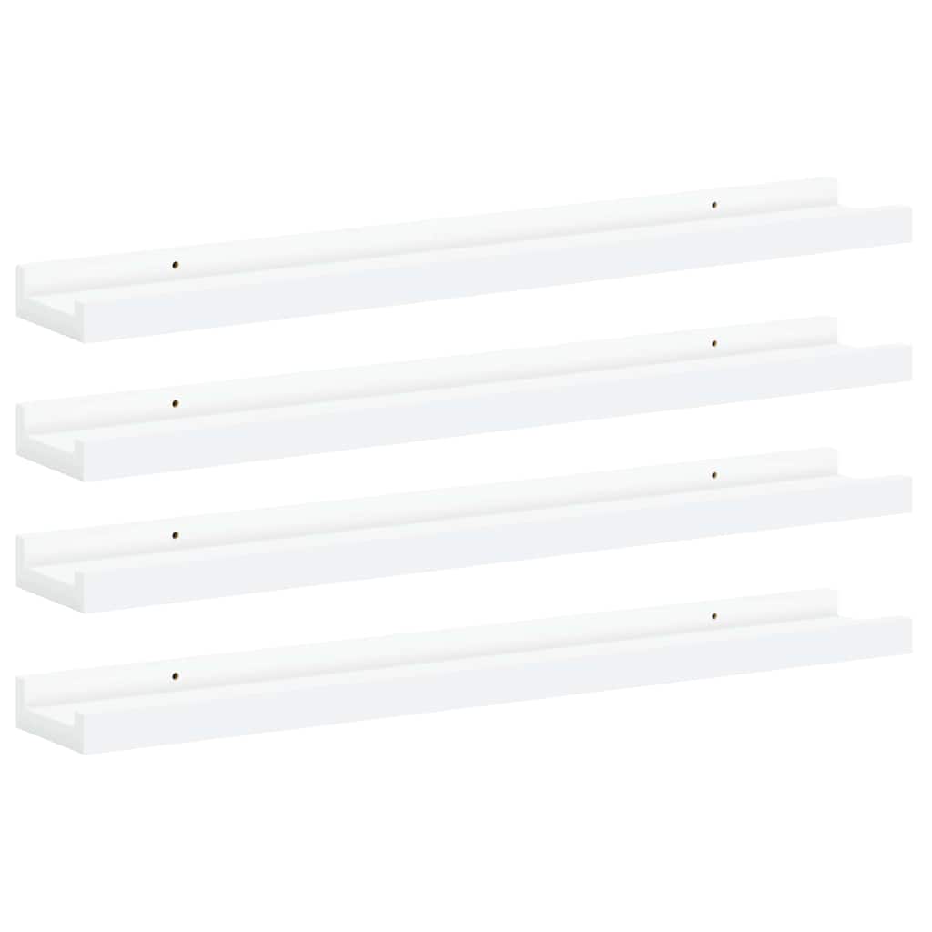 vidaXL Wall Shelf | Set of 4 | White | MDF | 60x9x3 cm | Wall mounting 2