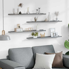 vidaXL Wall Shelf | Set of 4 | Grey | MDF | 80x9x3 cm | Wall mounting 3