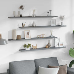 vidaXL Wall Shelf | Set of 4 | Grey | MDF | Wall Shelf | Rectangular | Modern 3