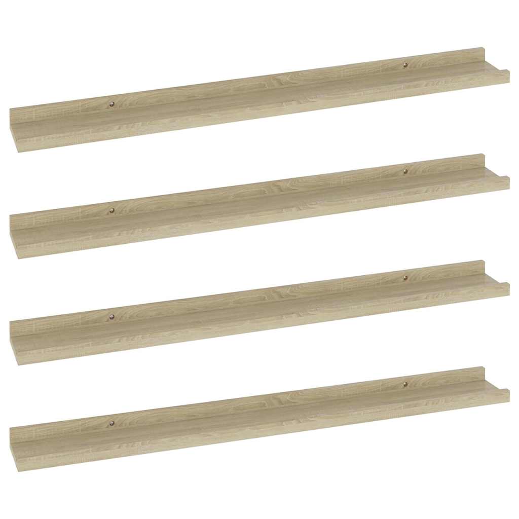 vidaXL Wall Shelf | Set of 4 | Sonoma oak | MDF | 80 cm x 9 cm x 3 cm 2
