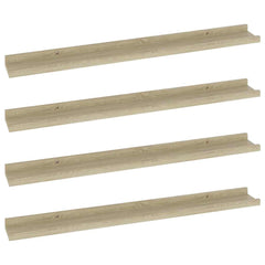 vidaXL Wall Shelf | Set of 4 | Sonoma oak | MDF | 80 cm x 9 cm x 3 cm 2