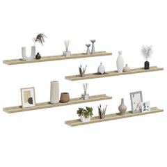 vidaXL Wall Shelf | Set of 4 | White and Sonoma Oak | MDF | Medium 4